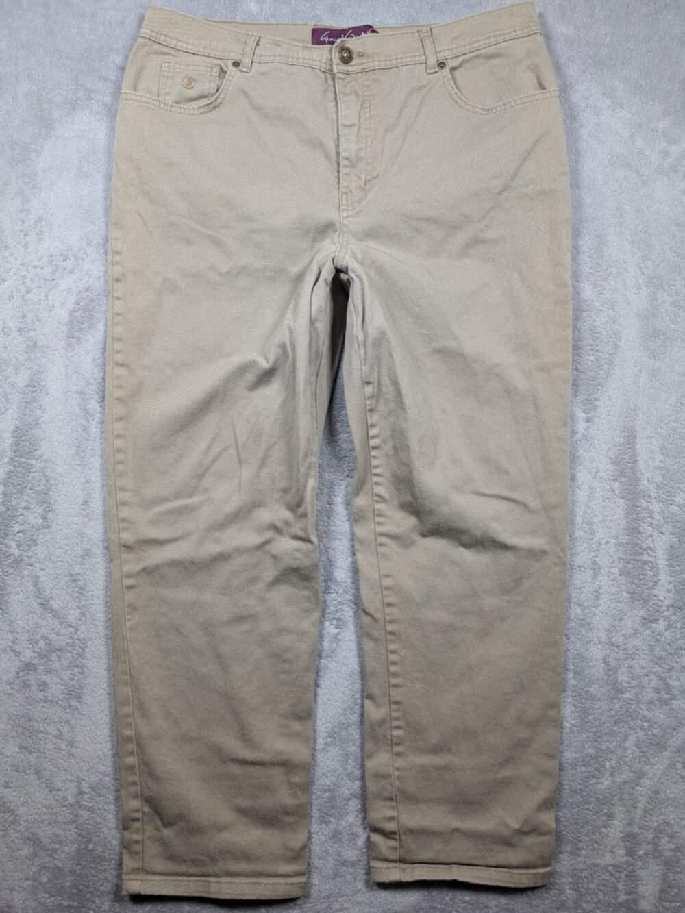 Gloria Vanderbilt Amanda Pants Womens Size 18 Khaki Tapered Stretch High Rise